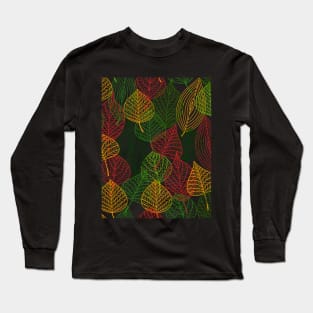 Colored Fall Leaves Pattern Long Sleeve T-Shirt